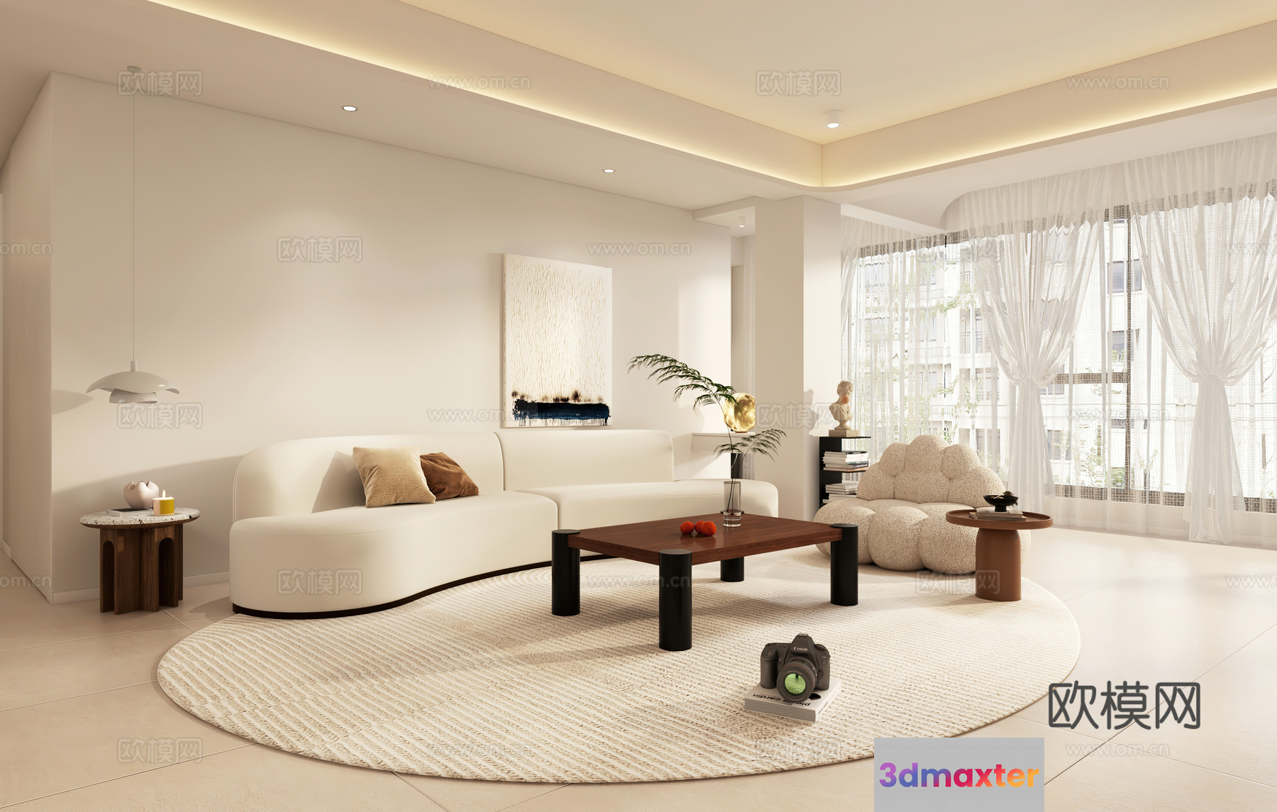 Modern Living Room 3D Model - 9181 - VRAY Render