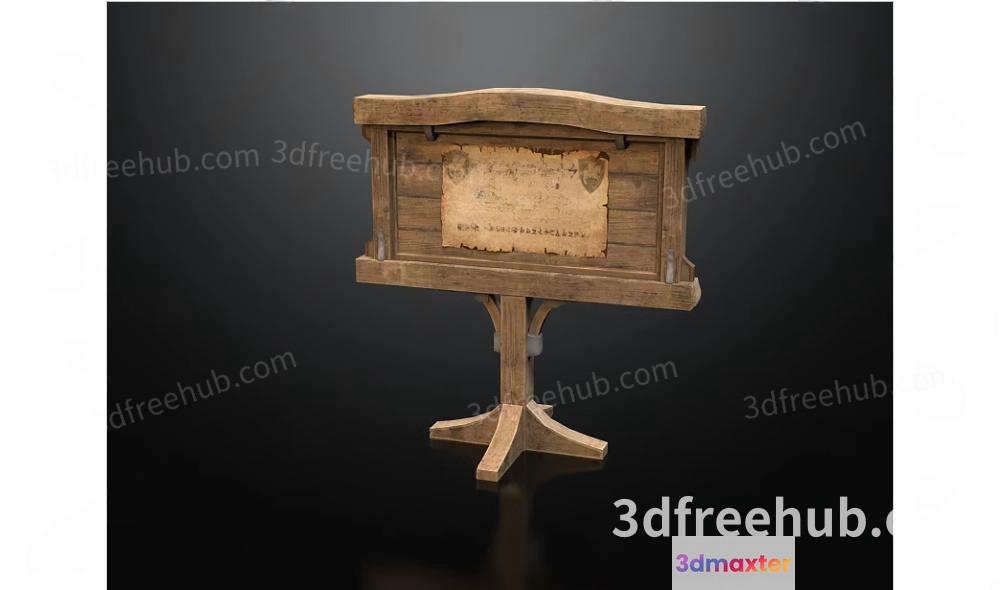 A Wooden Podium With A Scroll 3D Model - 23434 - VRAY Render