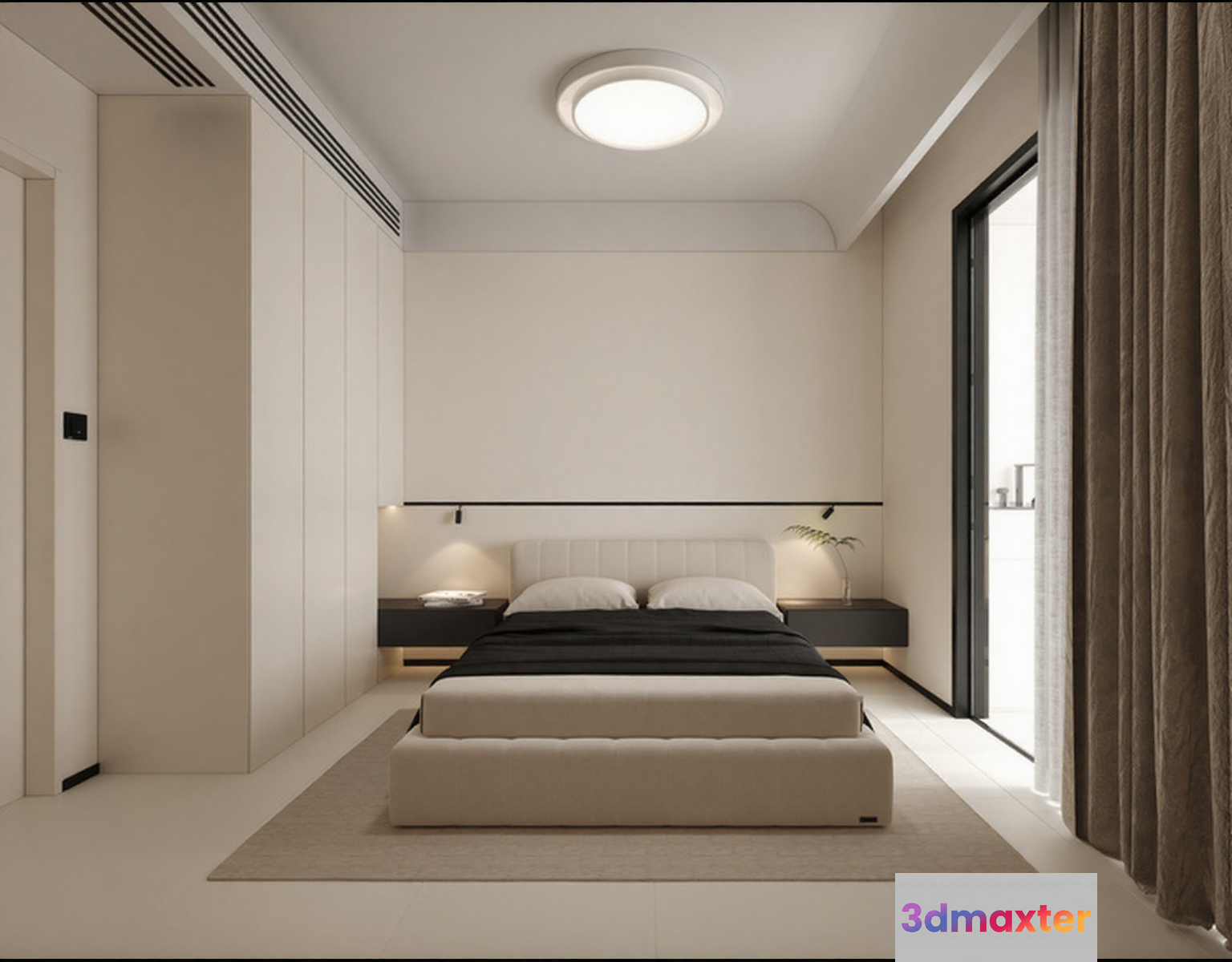 Modern Minimalist Bedroom 3D Model - 11334 - CORONA Render