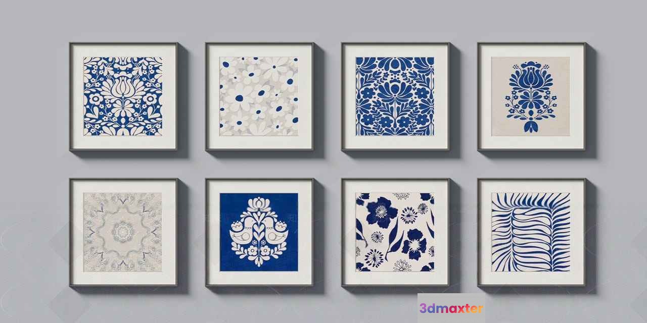 Blue And White Artwork 3D Model - 4487 - CORONA Render