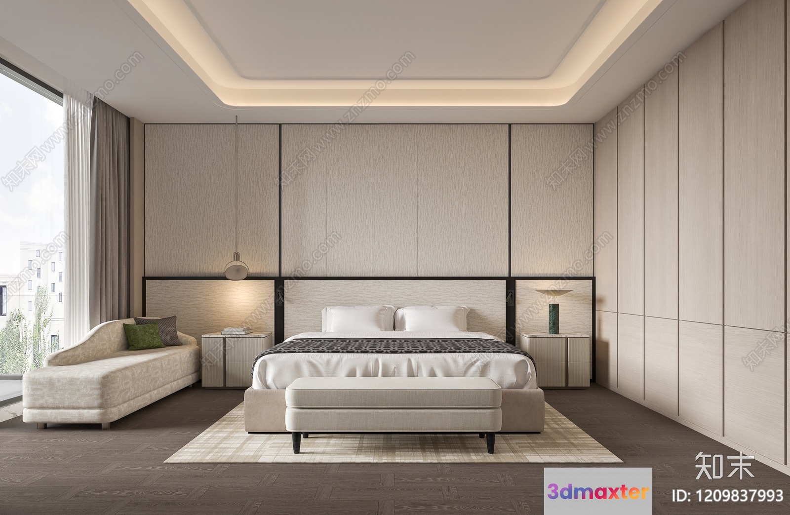 A Modern Bedroom 3D Model - 14318 - VRAY Render