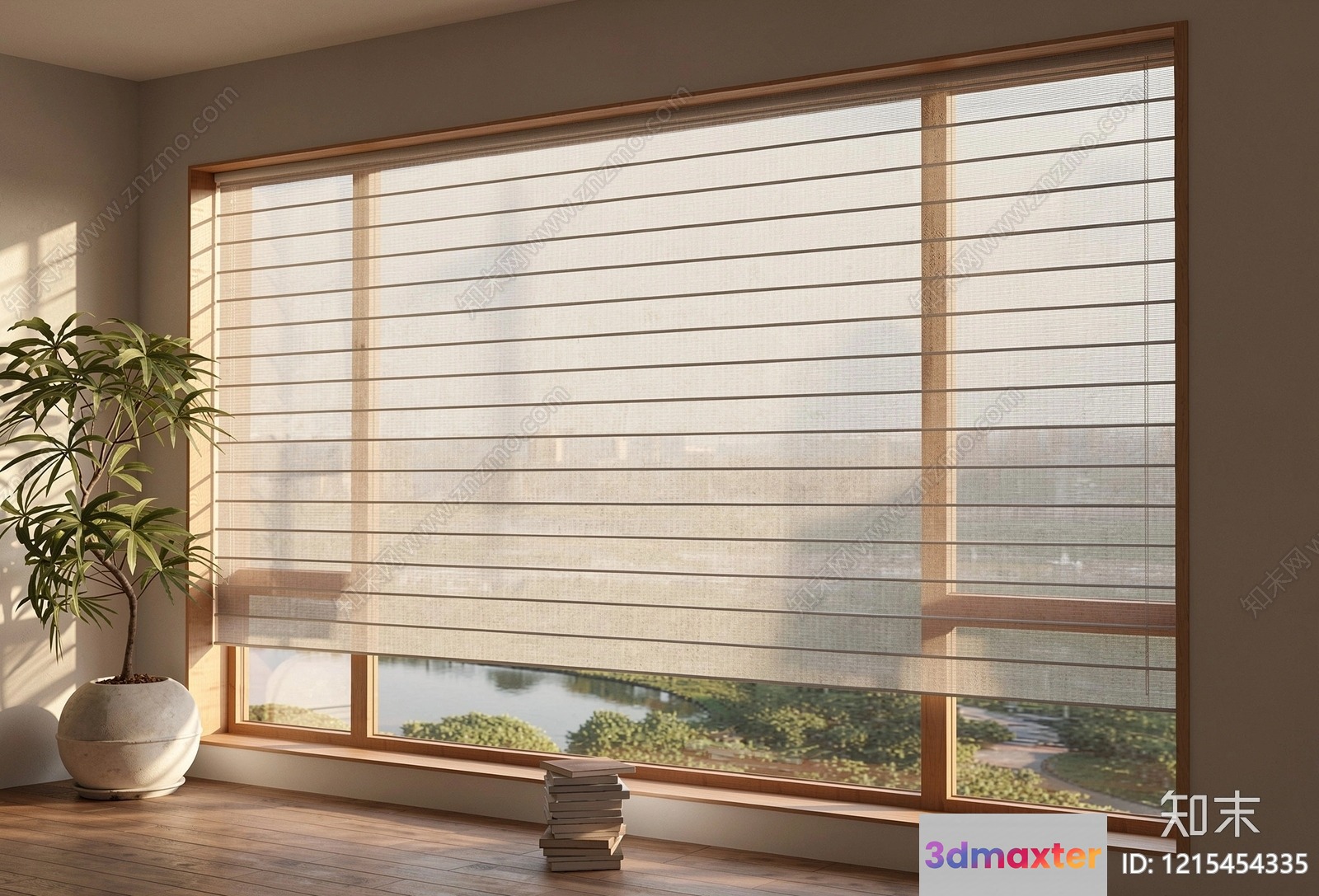 A Large Window With Blinds 3D Model - 17873 - VRAY Render