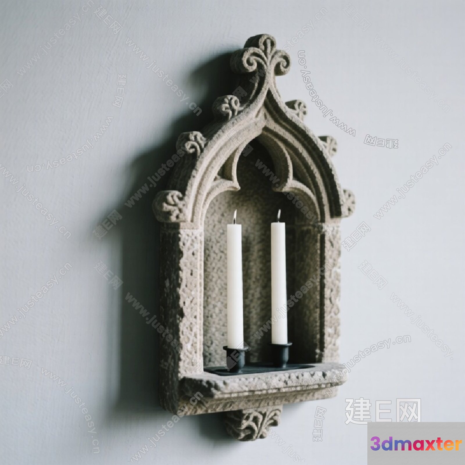 Candles In A Stone Arch 3D Model - 17680 - VRAY Render