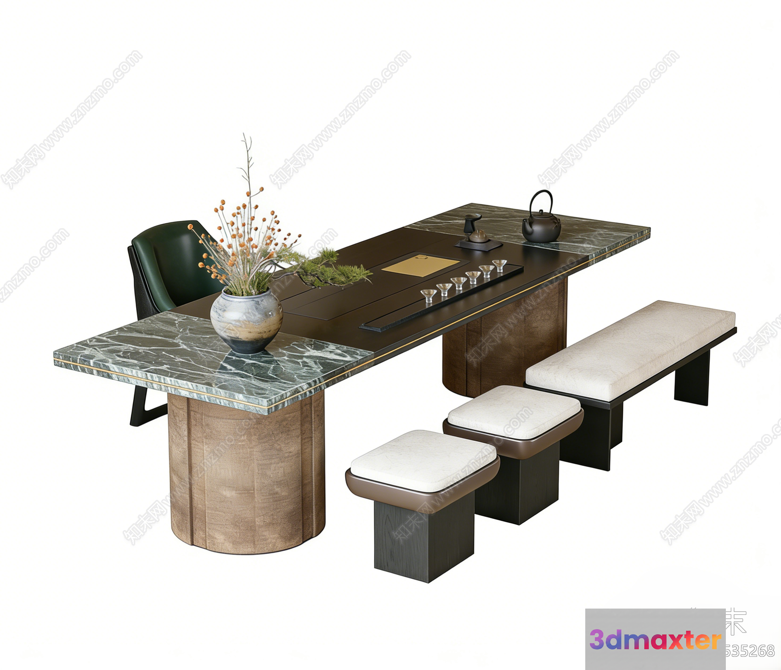 Modern Asian Dining Table 3D Model - 17484 - VRAY Render