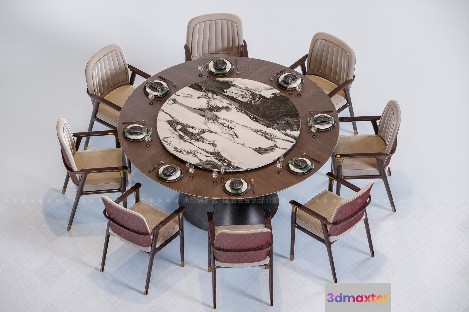 This Image Features A Round Dining Table 3D Model - 6245 - CORONA Render