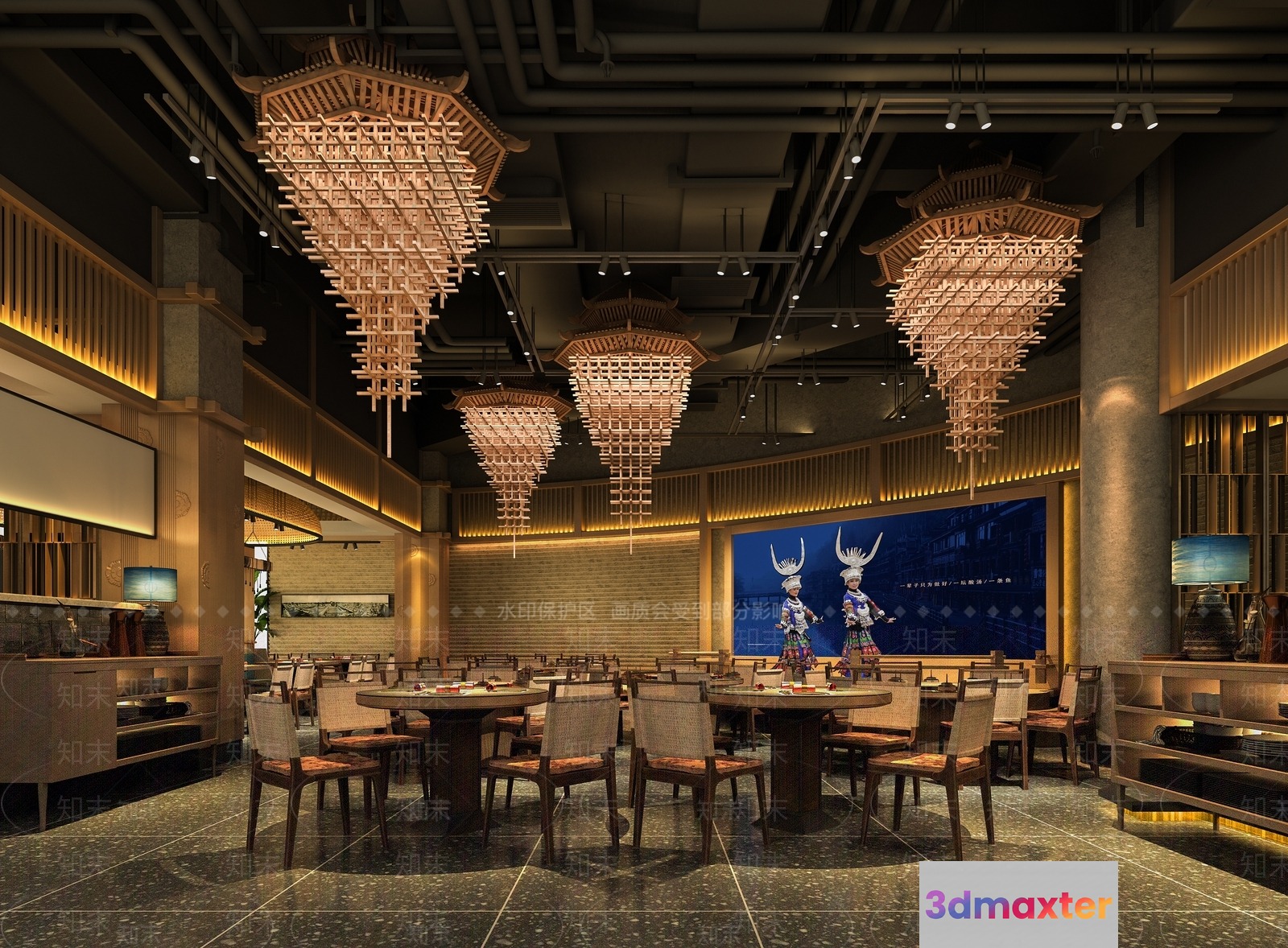 A Chinese Restaurant 3D Model - 2439 - VRAY Render