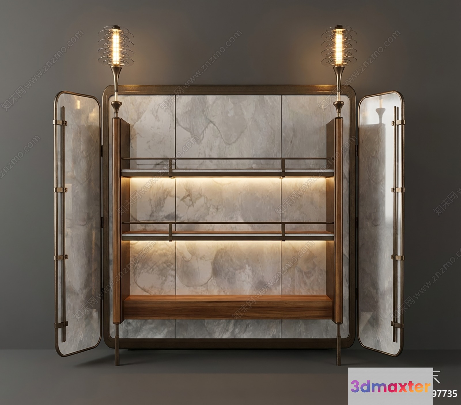 Modern Glass Cabinet 3D Model - 12946 - VRAY Render