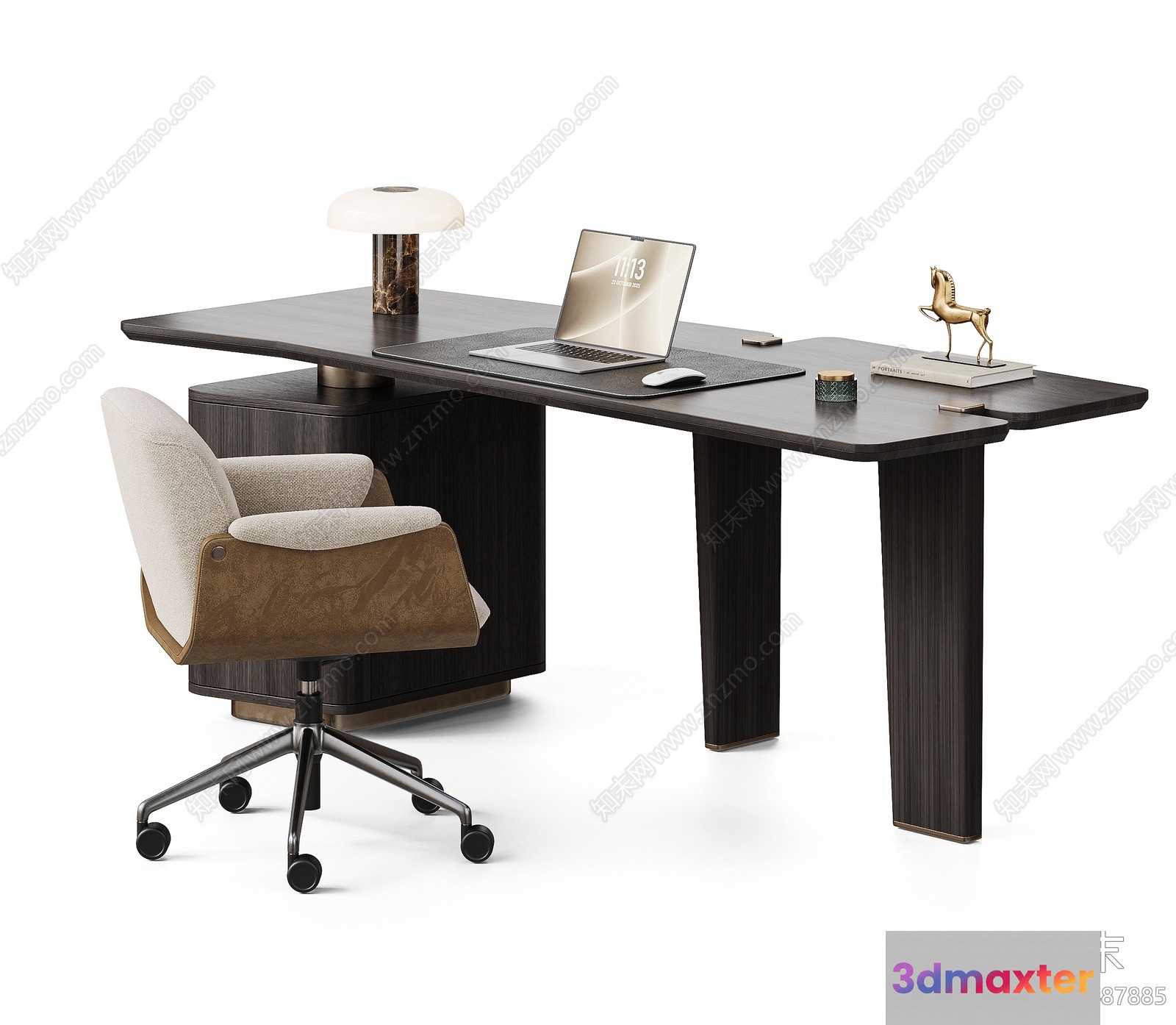 A Dark Brown Desk 3D Model - 13449 - VRAY Render