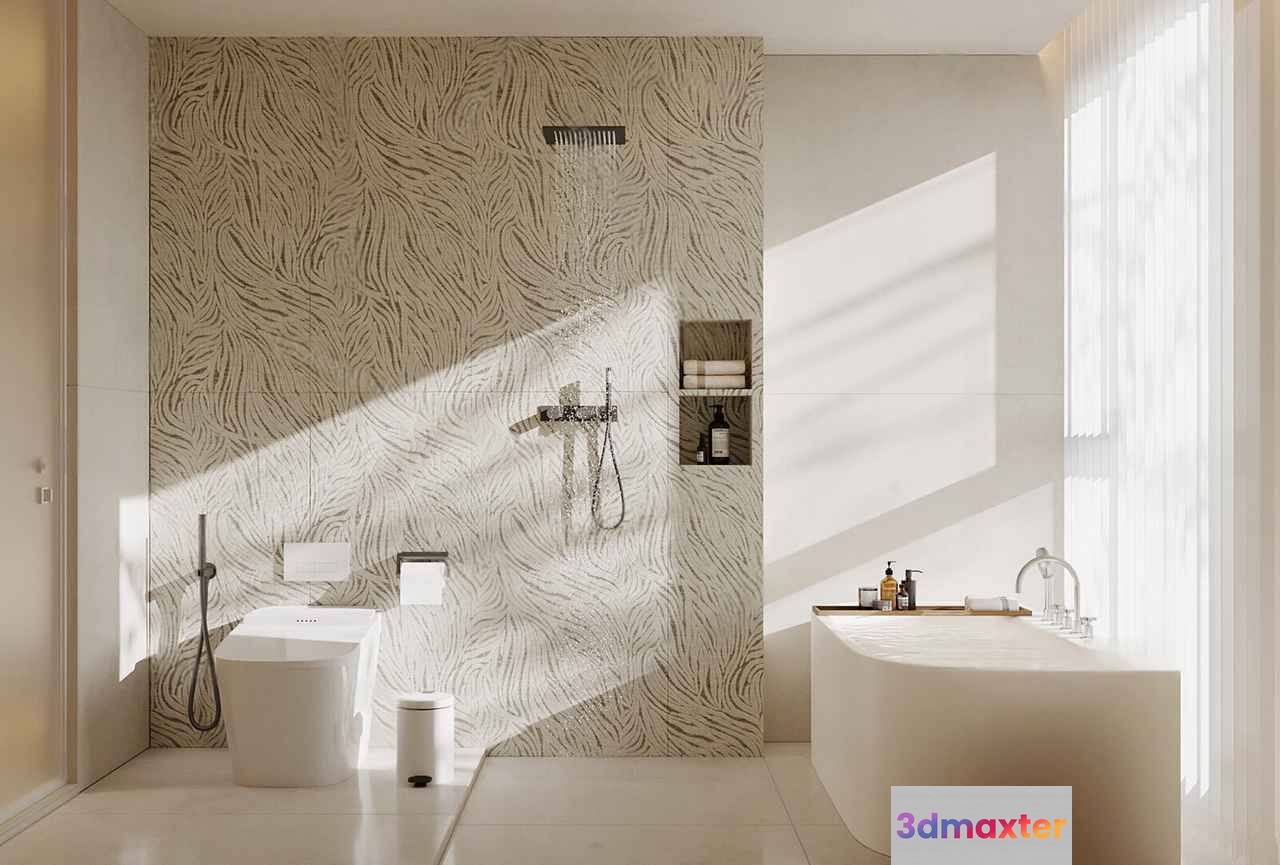 Modern White Bathroom 3D Model - 12171 - VRAY Render