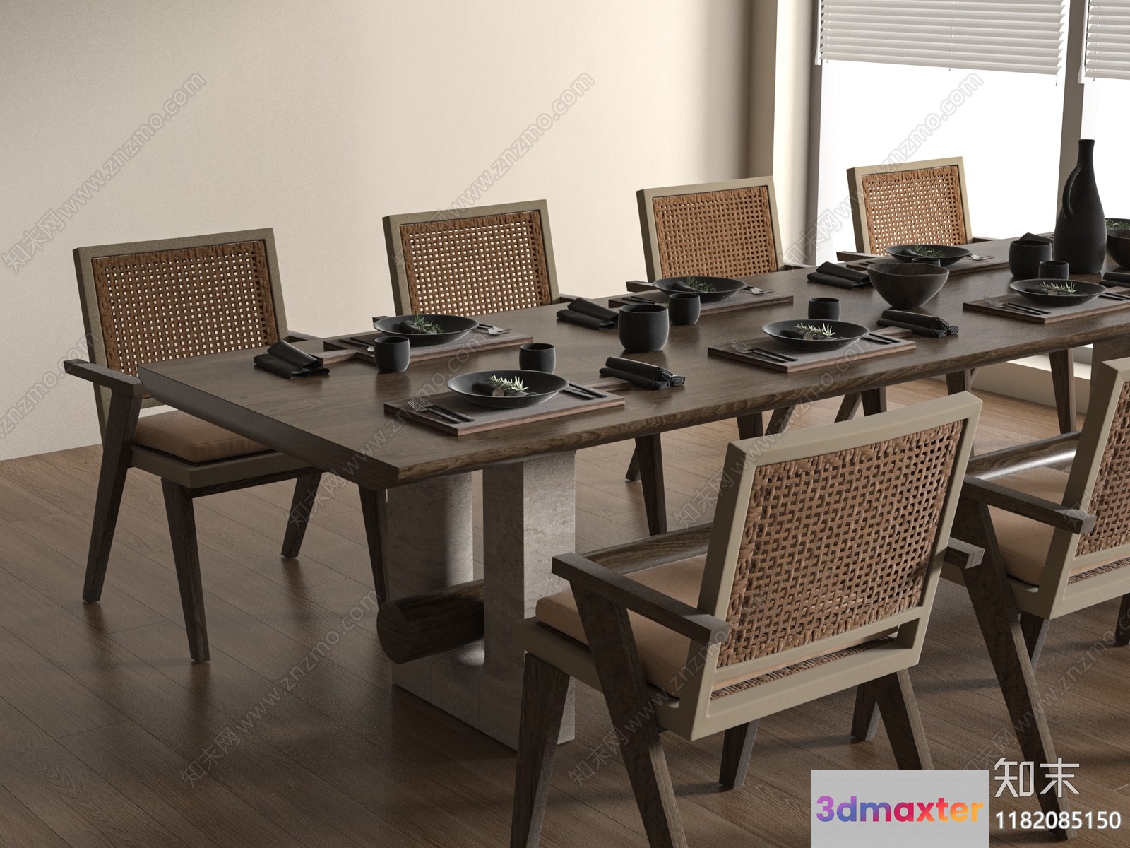 Modern Dining Table 3D Model - 658 - VRAY Render