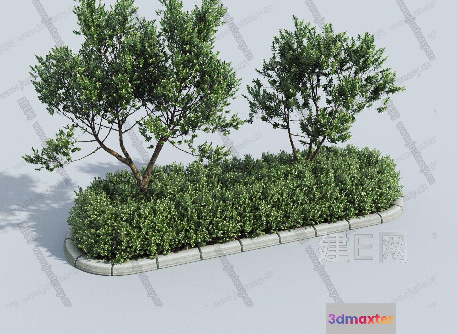 A Rectangular Garden Bed With Plants 3D Model - 1558 - VRAY Render