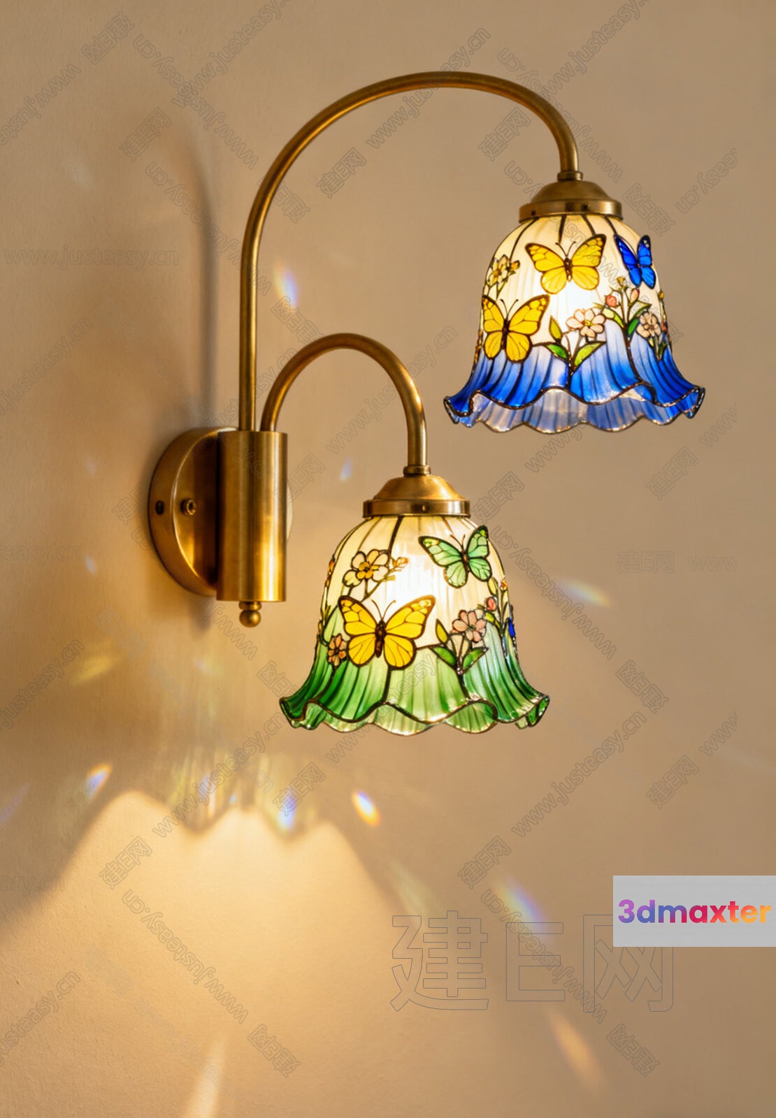 Gold Sconce With Butterfly Design 3D Model - 12211 - VRAY Render