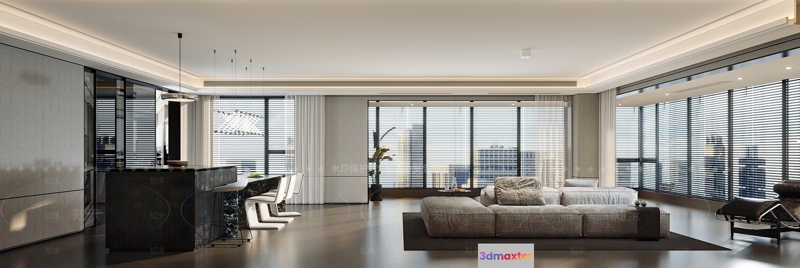 Modern Living Room 3D Model - 18859 - VRAY Render