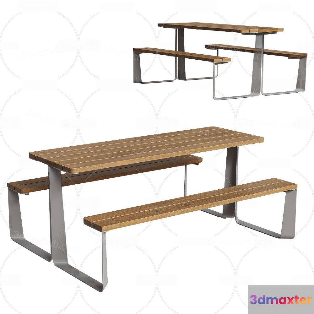 Outdoor Picnic Table 3D Model - 20240 - VRAY Render