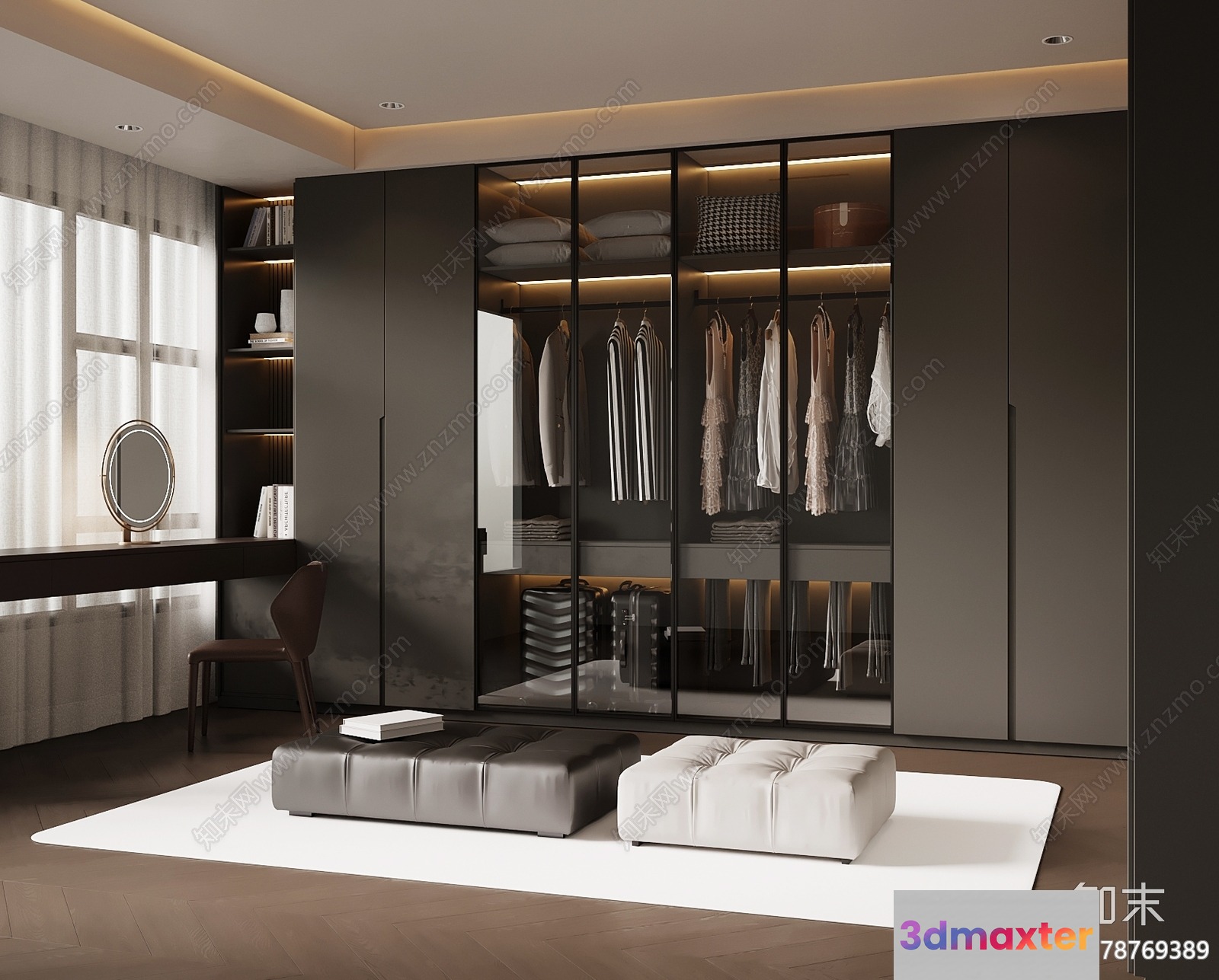 Modern Walk-In Closet 3D Model - 2929 - VRAY Render