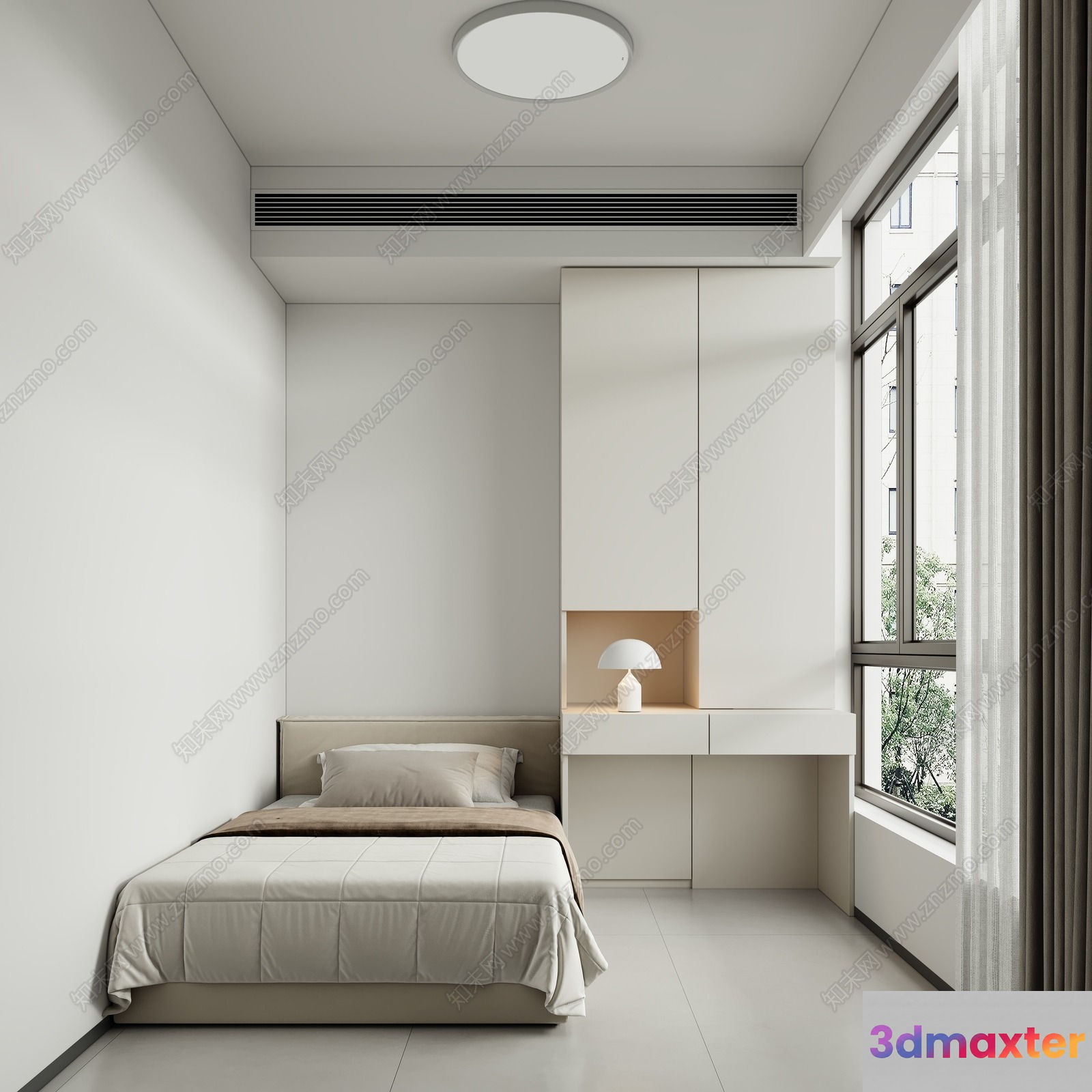 Modern Minimalist Bedroom 3D Model - 14804 - CORONA Render