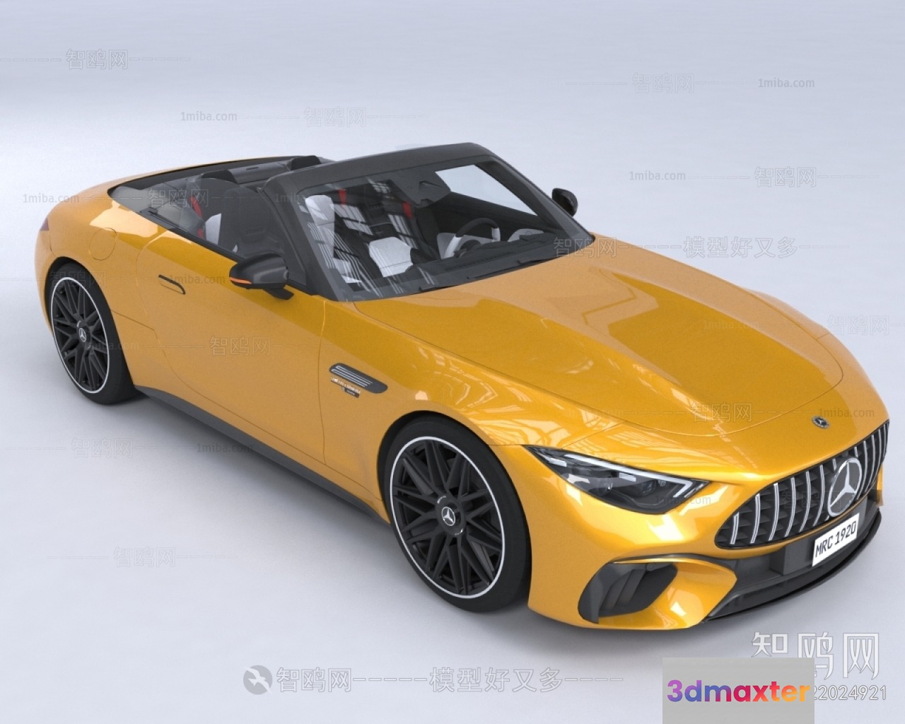 Yellow Mercedes Sports Car 3D Model - 355 - VRAY Render
