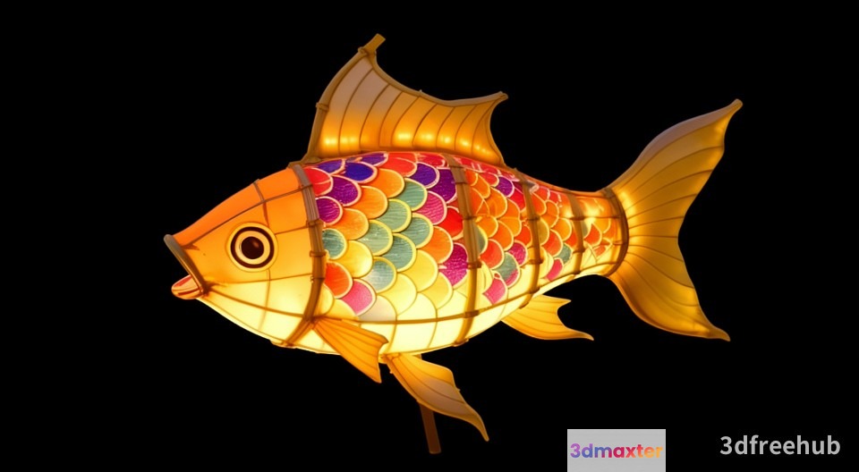A Fish-Shaped Lantern 3D Model - 1436 - VRAY Render