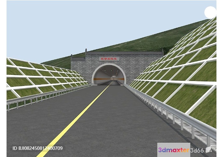 A Tunnel With A Road And Green Hills 3D Model - 4479 - VRAY Render