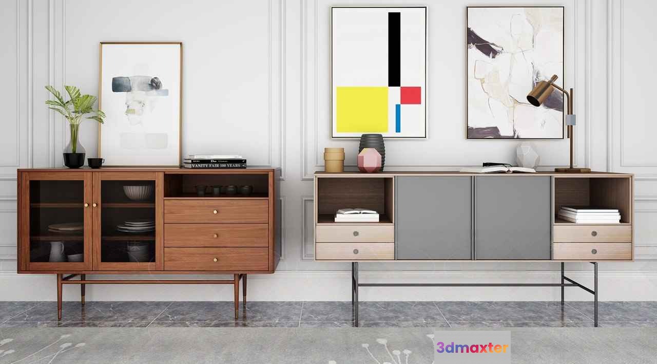 Modern Mid-Century Furniture 3D Model - 1808 - VRAY Render