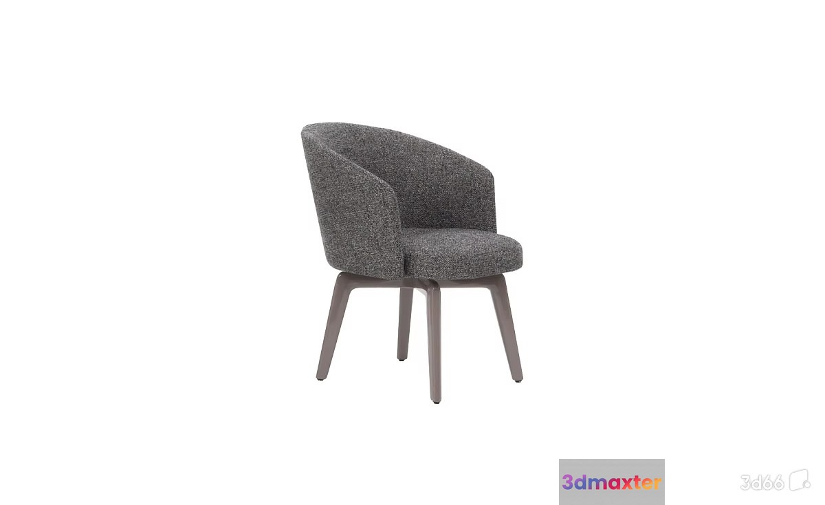 A Gray Chair With Wooden Legs 3D Model - 20550 - VRAY Render
