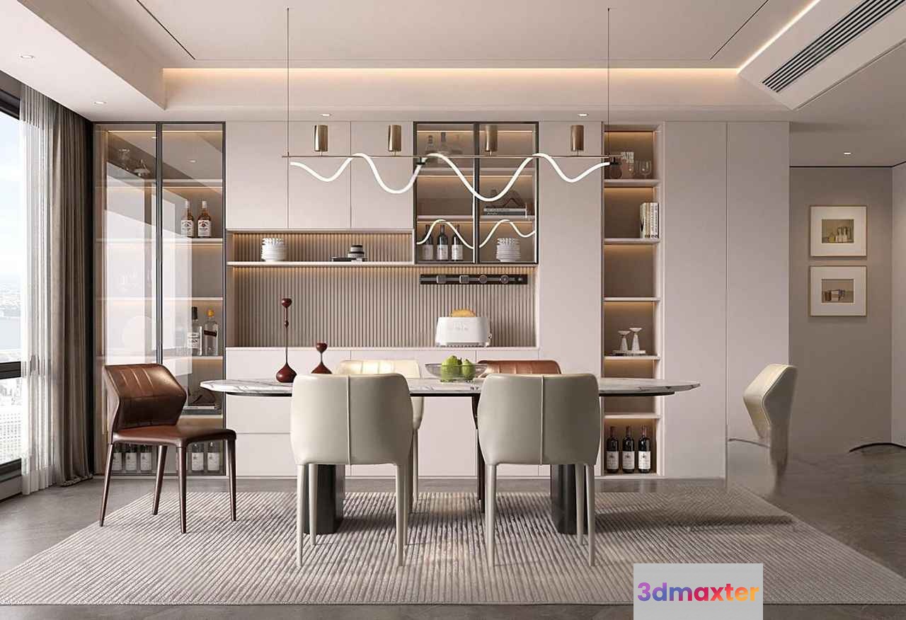 Modern Dining Room 3D Model - 6799 - VRAY Render