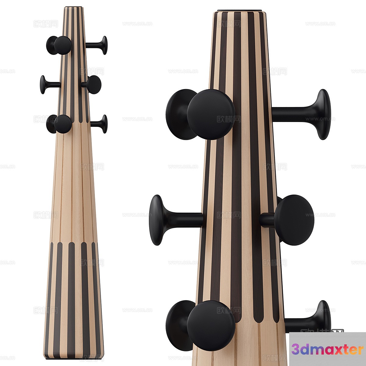 A Wooden Instrument With Black Tuning Pegs 3D Model - 10788 - VRAY Render