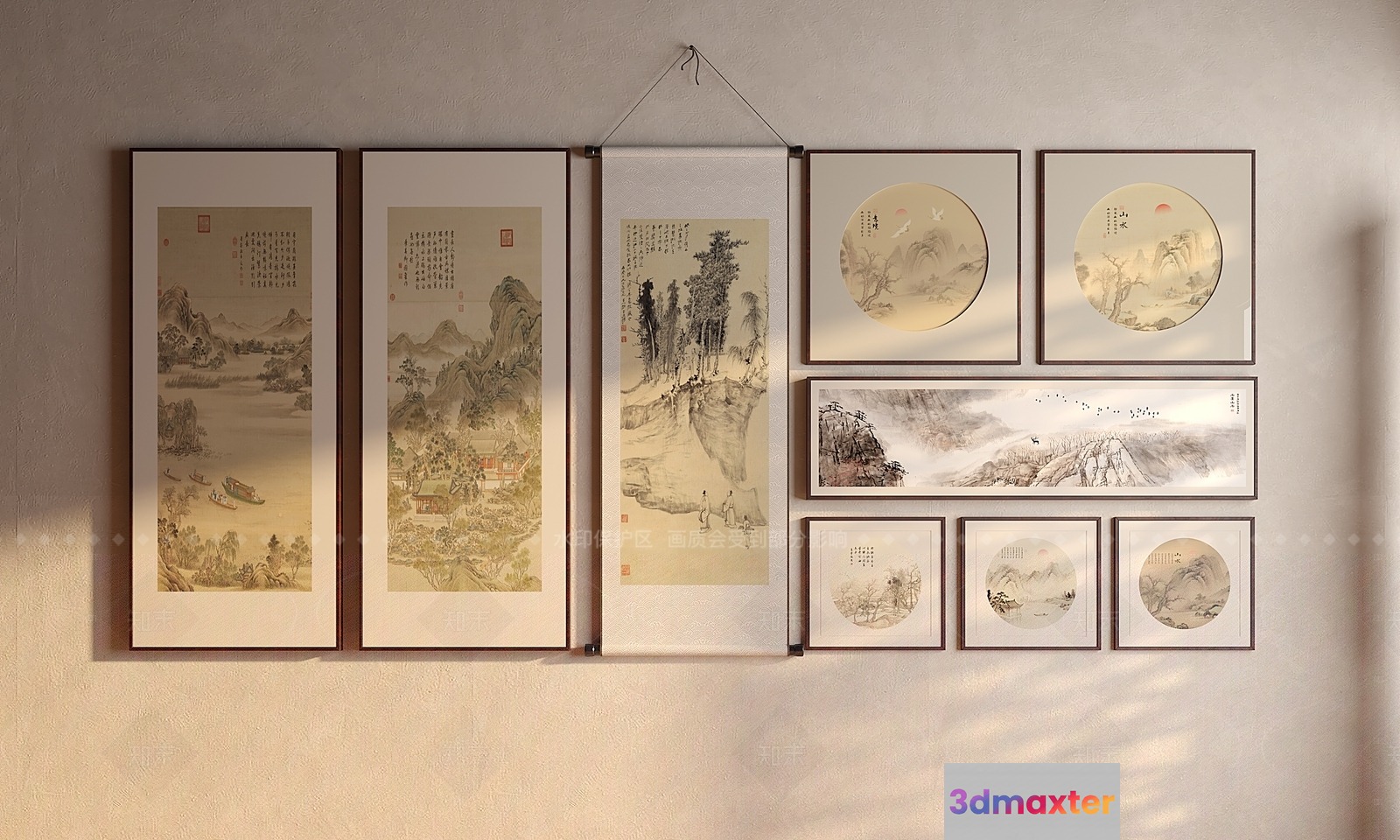 A Collection Of Asian-Style Paintings 3D Model - 647 - VRAY Render