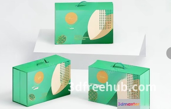 Green Cardboard Boxes 3D Model - 19670 - VRAY Render