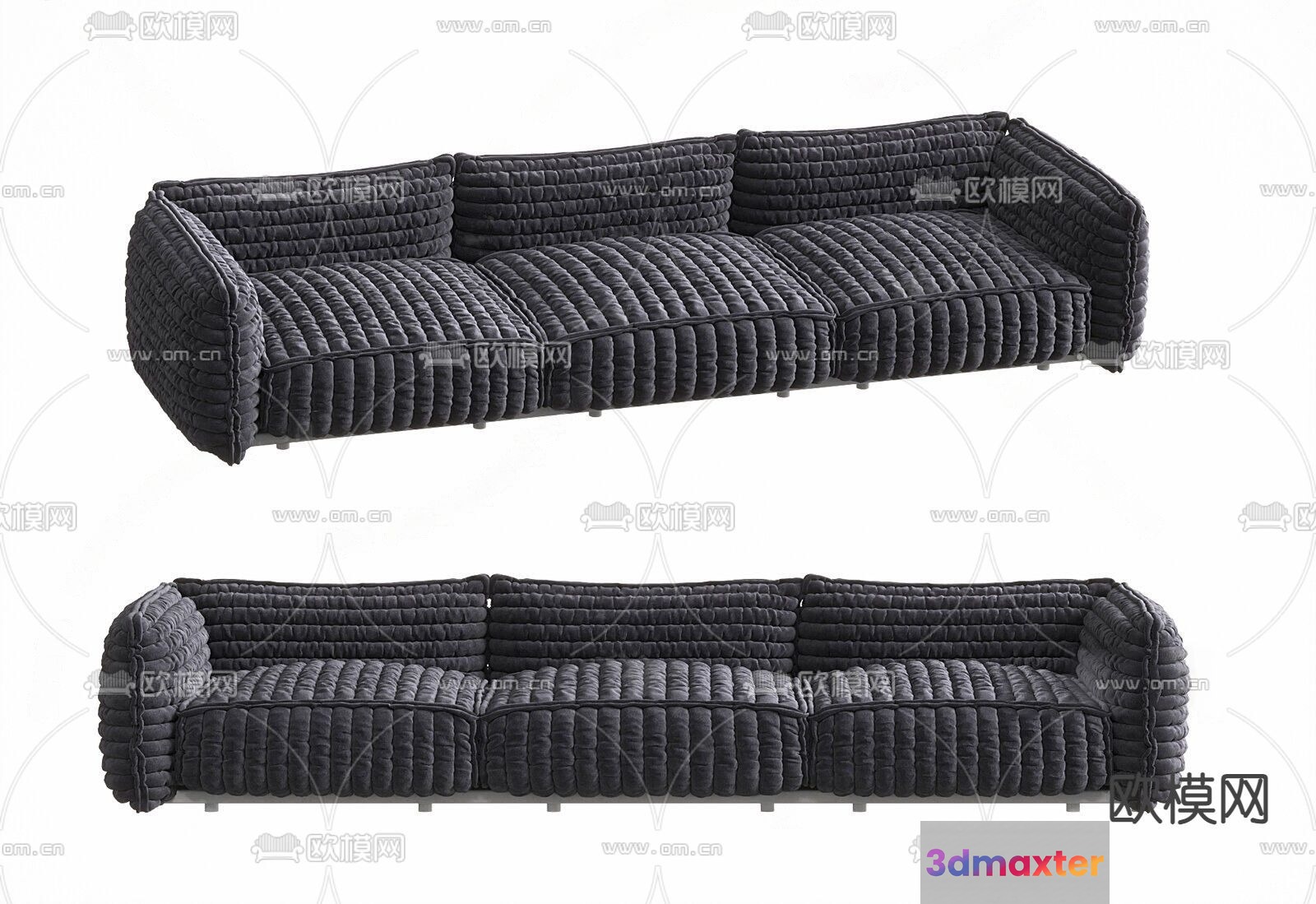 Modern Dark Gray Couch 3D Model - 10359 - VRAY Render