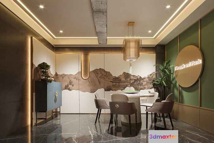 Modern Dining Room 3D Model - 7962 - CORONA Render