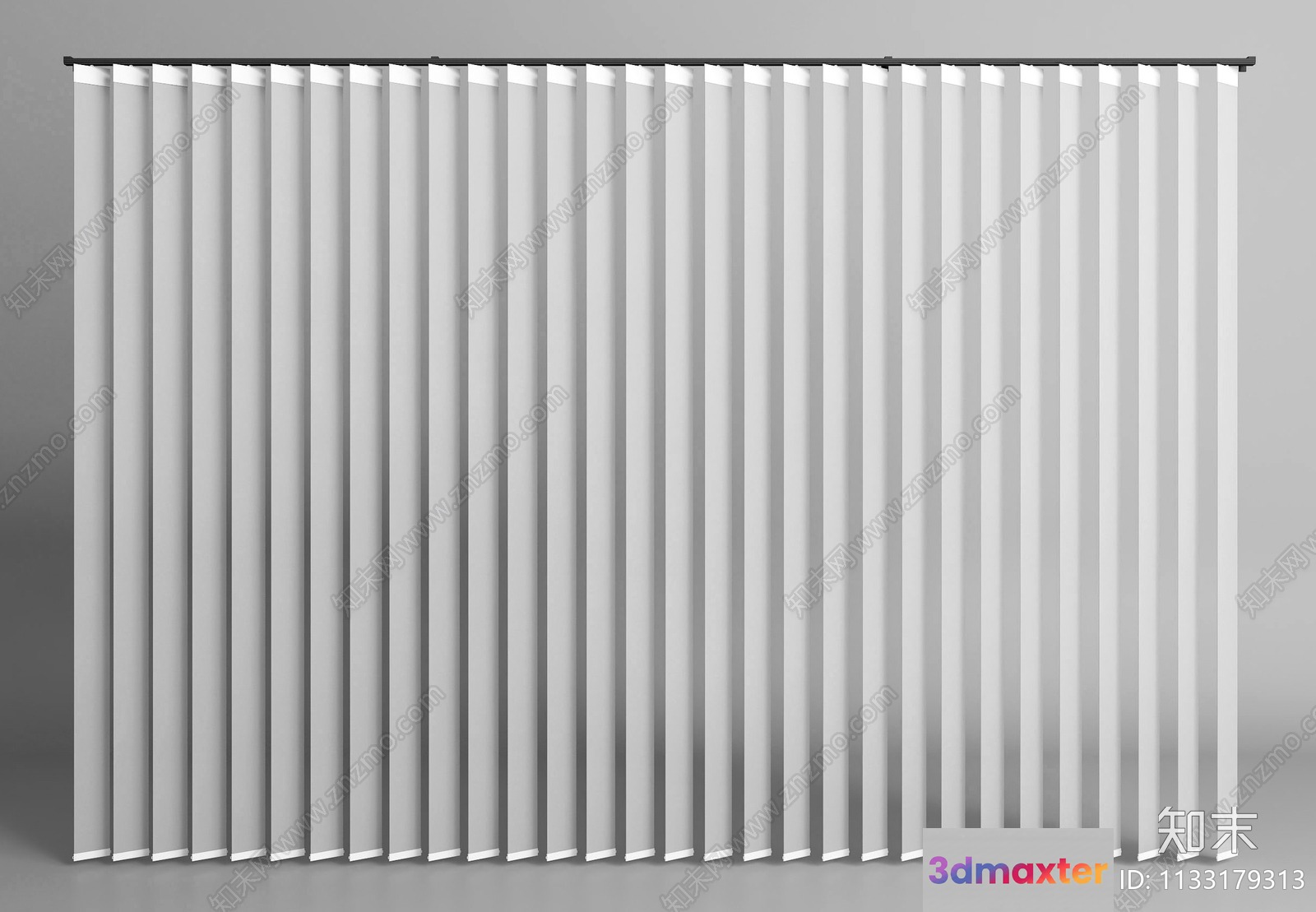White Vertical Blinds 3D Model - 19210 - VRAY Render