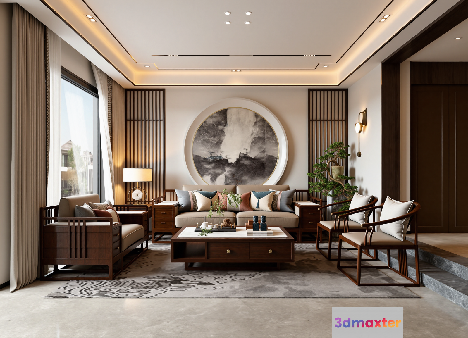 Modern Living Room 3D Model - 9560 - VRAY Render