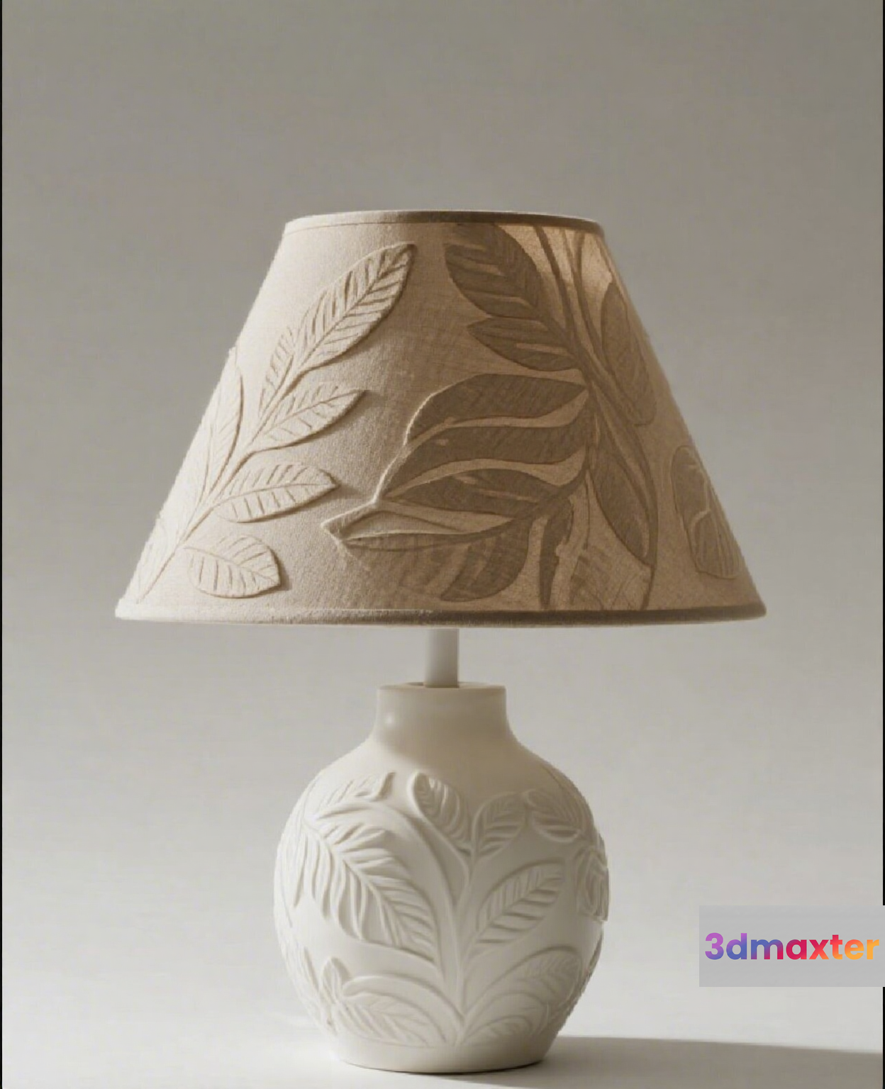 A White Lamp With A Leaf Pattern 3D Model - 1869 - VRAY Render