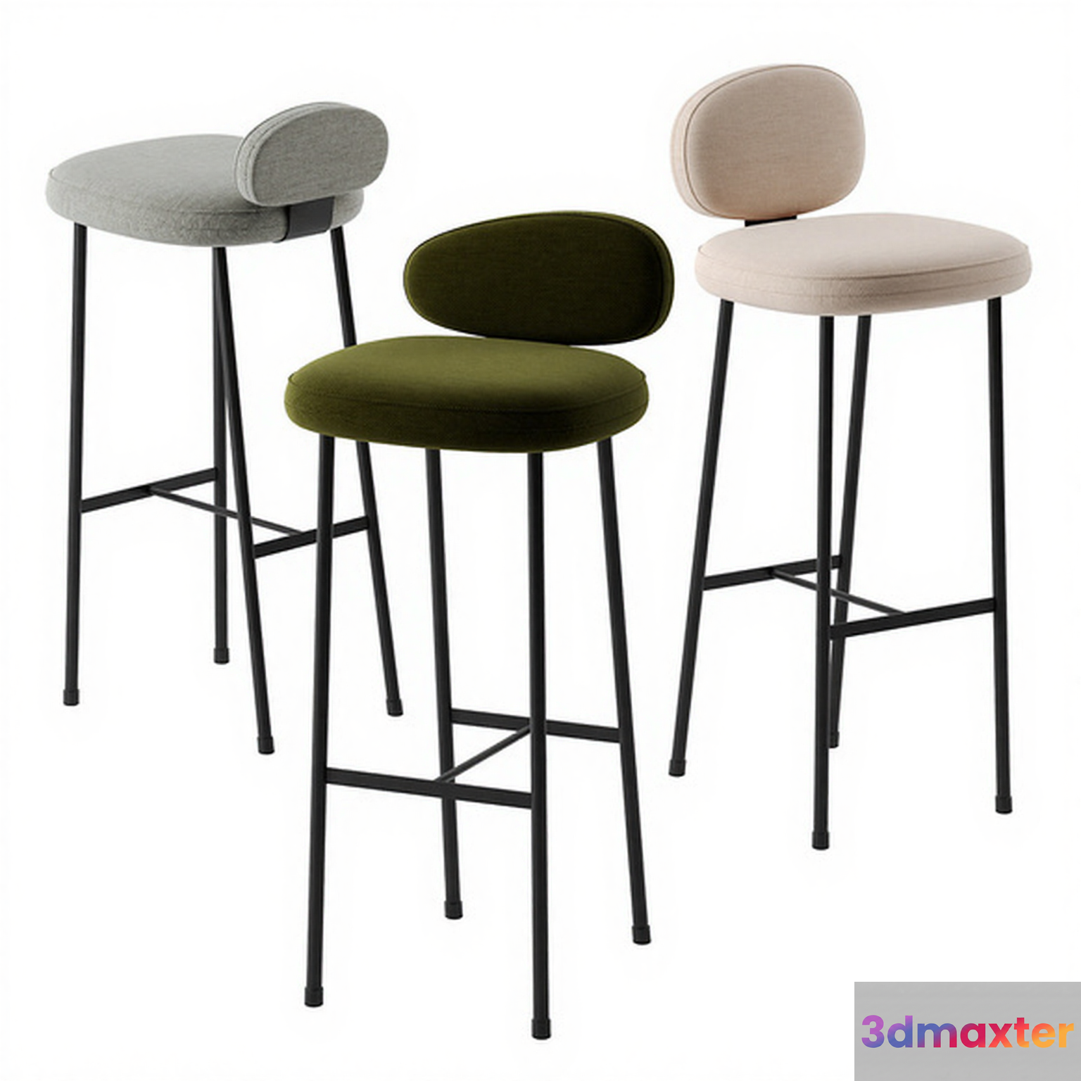 Three Bar Stools 3D Model - 13160 - CORONA Render