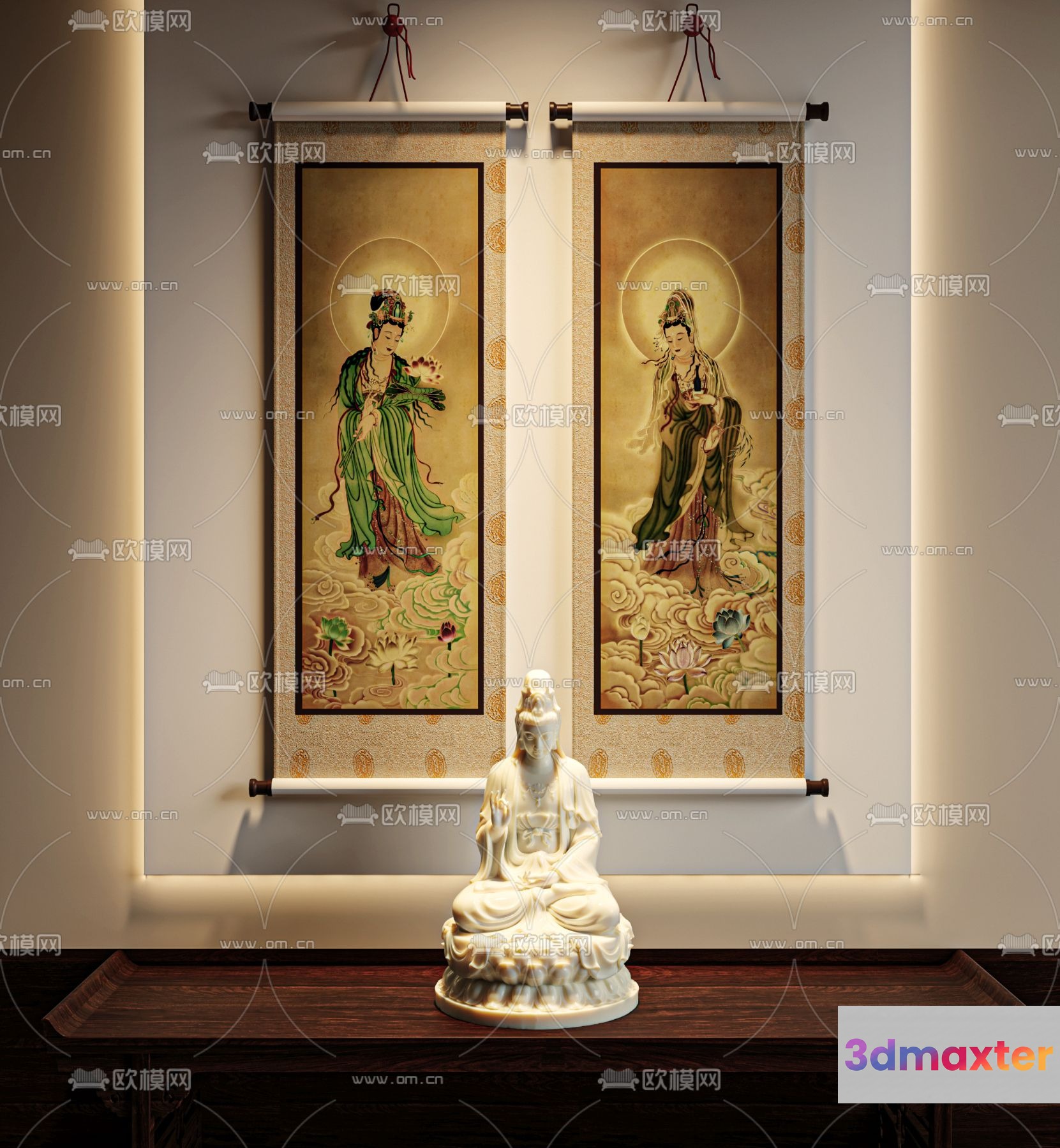Traditional Asian Artwork 3D Model - 9004 - VRAY Render