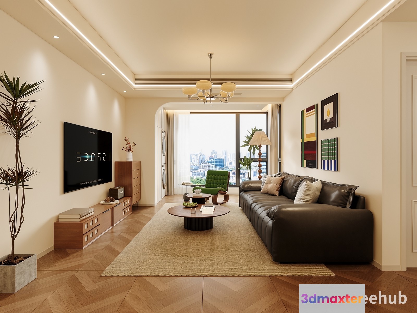 Modern Living Room 3D Model - 21597 - VRAY Render
