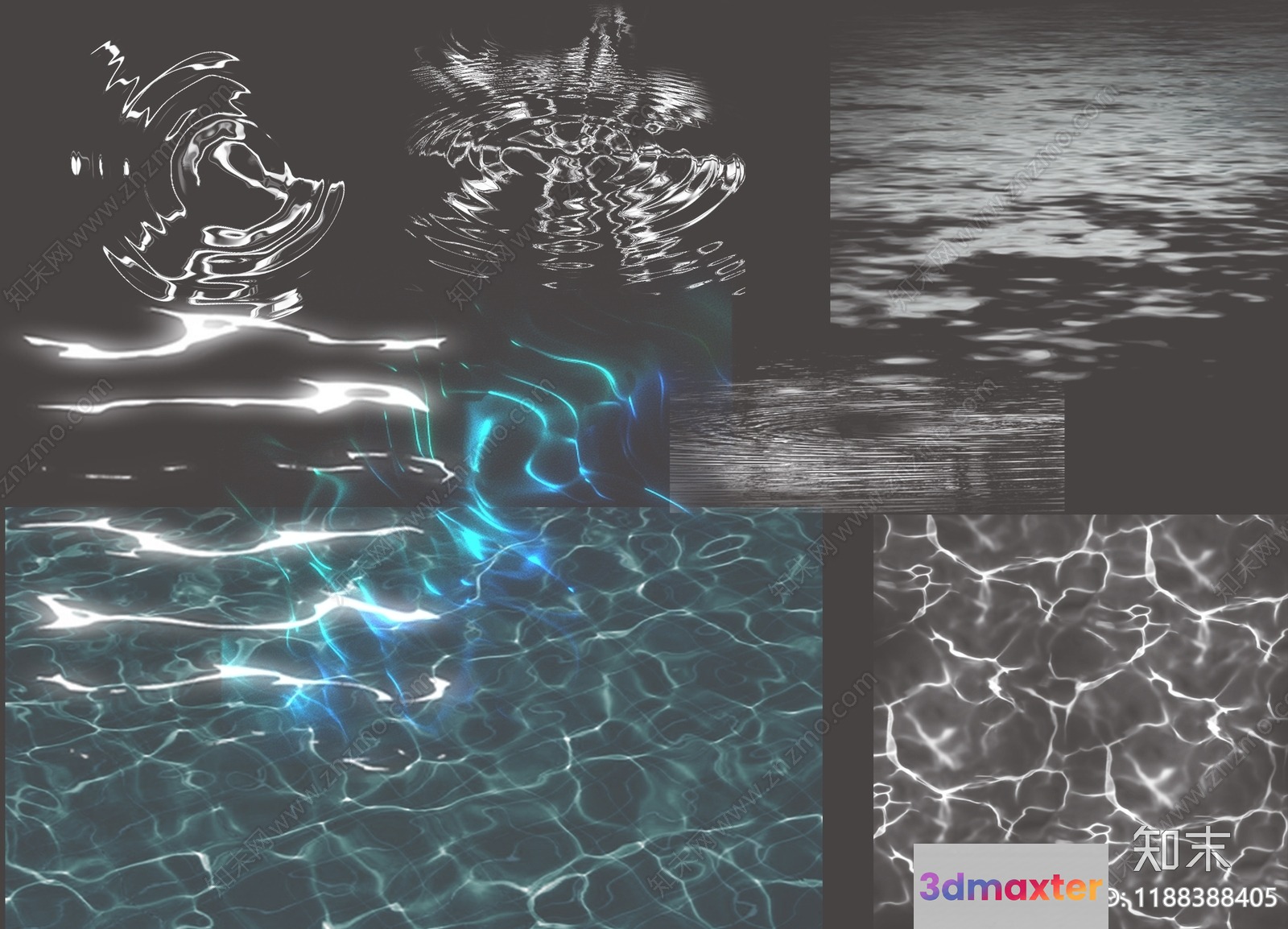 Water With Ripples And Light Reflections 3D Model - 3392 - VRAY Render
