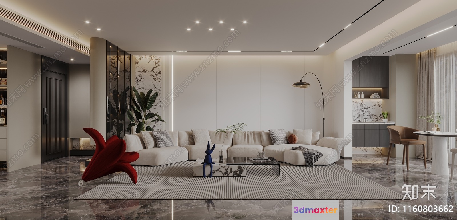 Modern Living Room 3D Model - 13844 - CORONA Render
