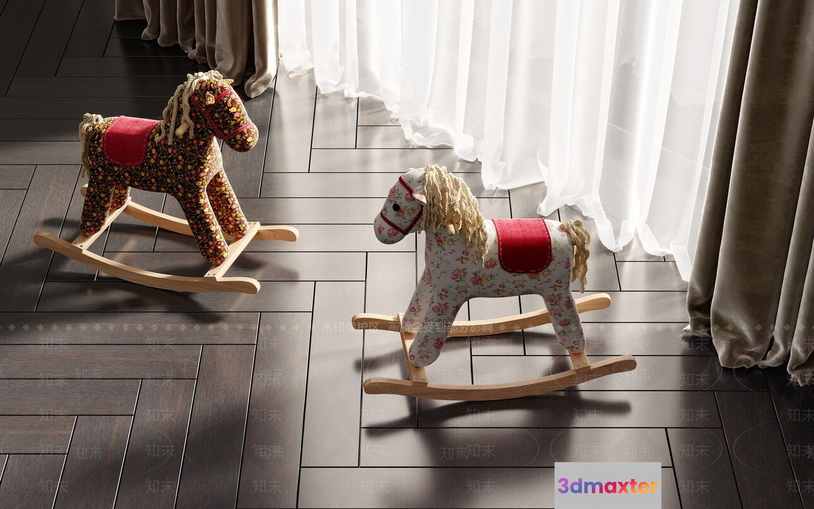 Two Rocking Horses 3D Model - 13351 - VRAY Render
