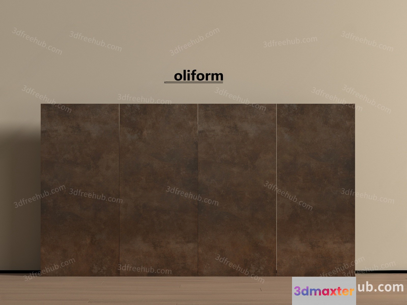 Brown And Tan Wall With A Logo 3D Model - 21797 - VRAY Render