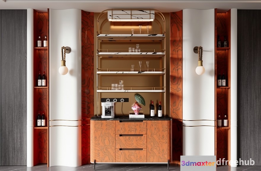 A Modern Bar Area 3D Model - 20292 - VRAY Render
