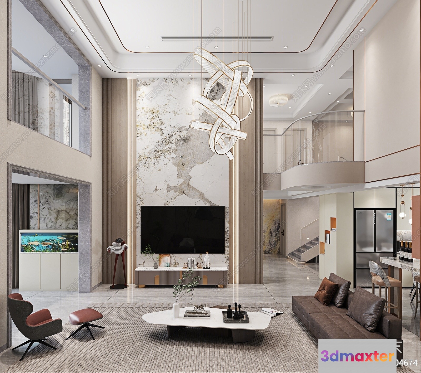 Modern Living Room 3D Model - 11509 - VRAY Render