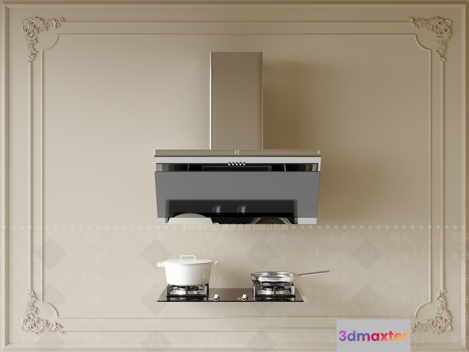 A Modern Kitchen 3D Model - 592 - VRAY Render