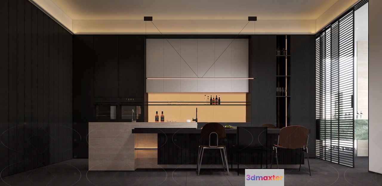 Modern Kitchen 3D Model - 8682 - CORONA Render