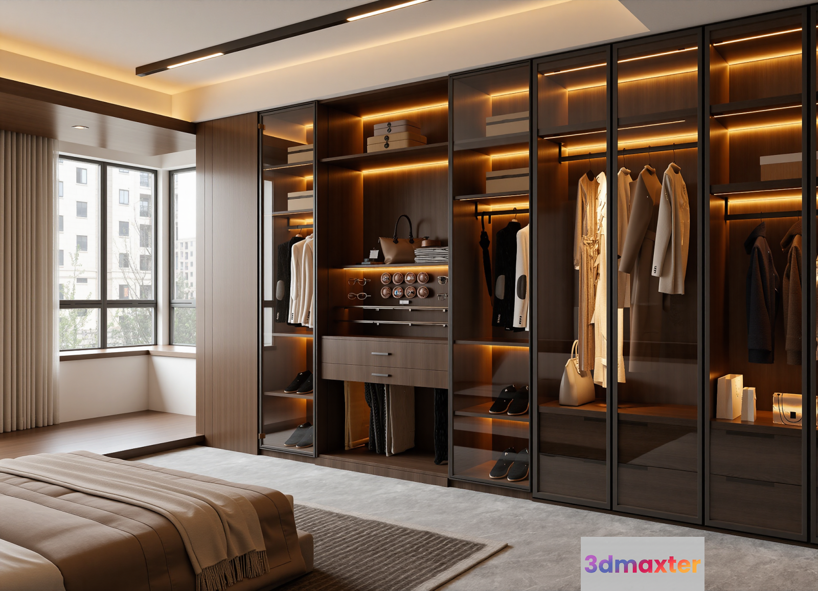 Modern Walk-In Closet 3D Model - 22187 - VRAY Render
