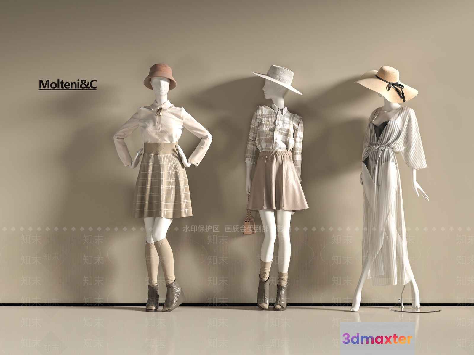 Three Mannequins In A Row 3D Model - 5484 - VRAY Render
