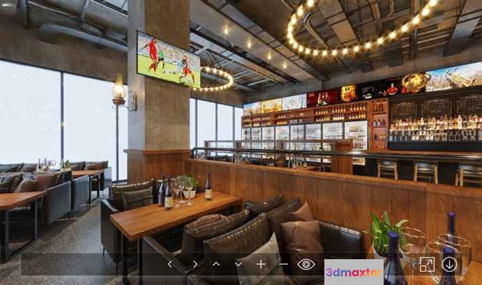 Modern Bar Area 3D Model - 18088 - VRAY Render