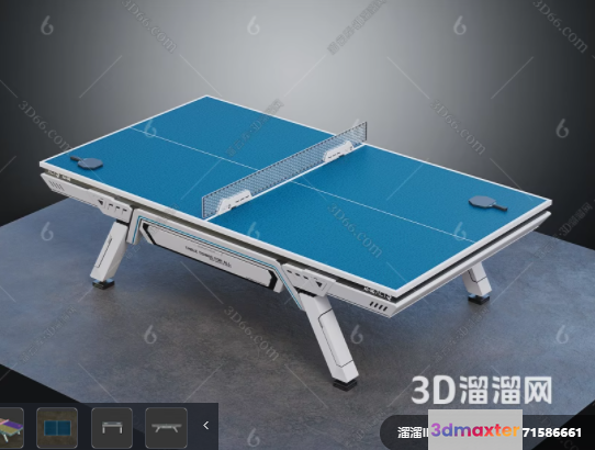 A Blue Ping Pong Table 3D Model - 8906 - VRAY Render