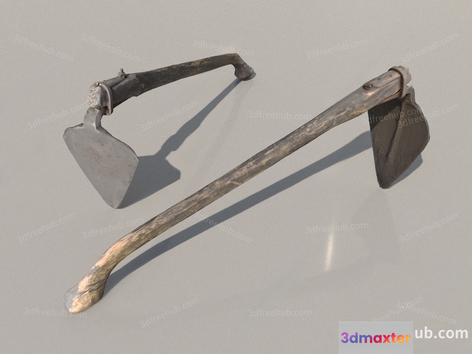 A 3D Model Of A Long-Handled Shovel 3D Model - 21088 - VRAY Render